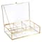 Home Details Large Gold Vintage 4 Compartment Glass Keepsake Box
